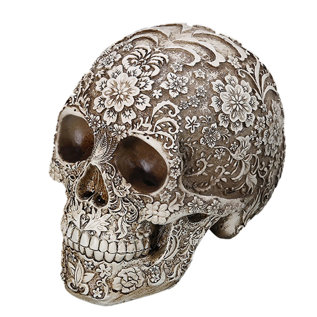 Non-Toxic Durable Resin Lifesize Replica Model Skull Figurine for Cafe Bar Decoration Costume Parties Accessory