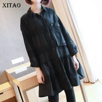 

XITAO Patchwork Striped Draped Shirt Women 2020 Autumn Casual Fashion New Style Temperament All Match Full Sleeve Blouse DZL1739