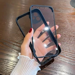 Premium 360° Full Body Clear Luxury Case with Silicone Bumper and Shockproof Protection - iPhone 14 (Black)