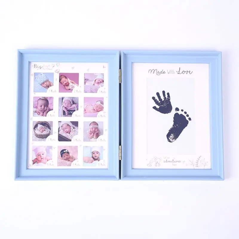 Newborn Baby Hand Foot Ink Pad Print Infants Full Moon Age Growth Photo Frame