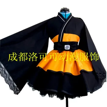 

Customizable Anime Naruto Cosplay Uzumaki Naruto High Quality Lolita Kimono Style Skirt Set Cos Halloween Party For Men/Women