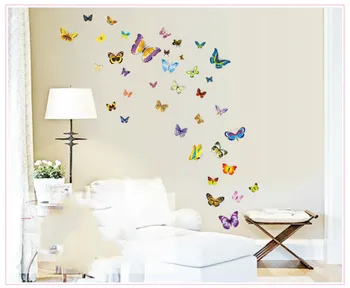 

Free Shipping DIY Butterfly Art Wall Stickers home decor Living Room TV/Sofa Background PVC Removable