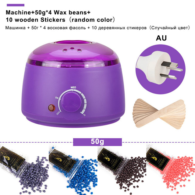 electric Mini Wax-melt Heater Machine 4 Bags Wax Bean 10 Wood Stickers Hair Removal Machine Waxing Kit Calentador de cera