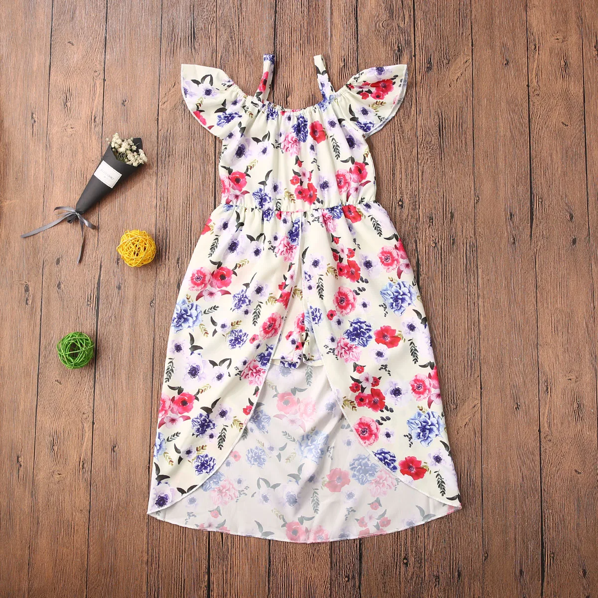 

AA 2020 Baby Girls Dress Toddler Kids Baby Girls Off Shoulder Floral Sundress Casual Princess Party Dress