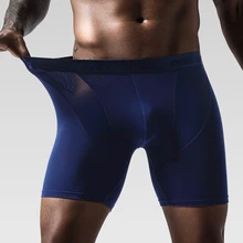 Sexy Men's Sport Mid Rise Boxers Briefs Breathable Pants Solid Color Shorts Underwear High Quality Elastic Mens Sexy Underwear