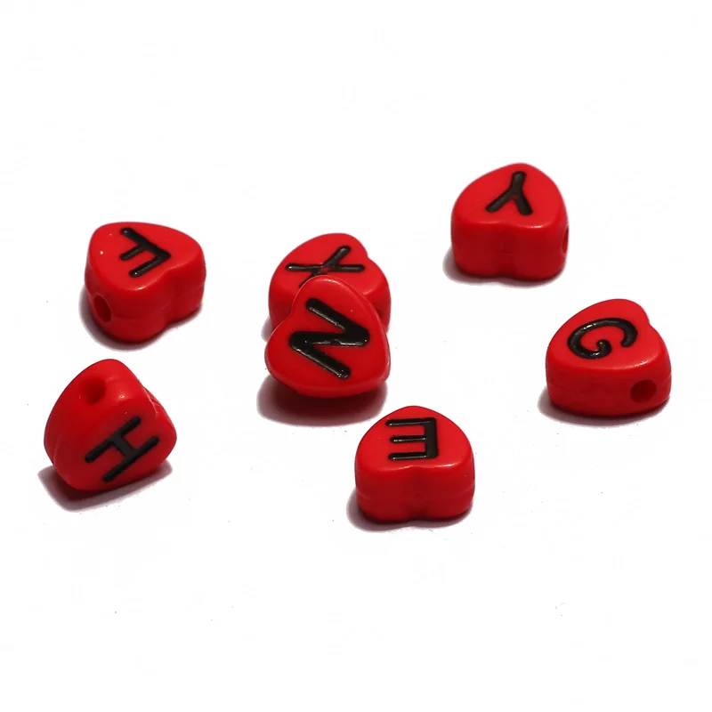 4*7mm Red Mixed Letter Acrylic Beads Flat Alphabet Loose Spacer Heart Beads Jewelry Making Diy Bracelet Necklace acrylic spacer beads acrylic beads spacer beads letter beads acrylic letter beads loose beads beads for jewelry making