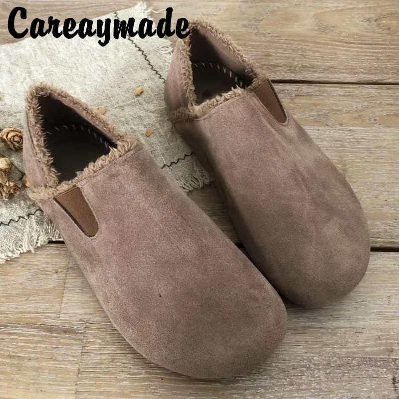 

Careaymade-Autumn&Winter department college Department retro big head baby shoes suede flat sole women's warm shoes