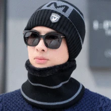 Шапки Skullies зимняя шапка для мужчин шарф вязаная шапка MS men Gorras теплая мягкая для Шеи Шапка Зимняя холодная защита холодная вязаная шапка