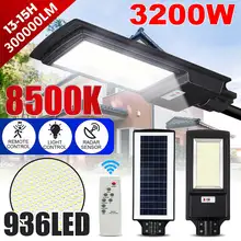 3200 Вт Светодиодный уличный фонарь на солнечной батарее IP65 436/936 светодиодный 8500K Светильник с датчиком движения, настенный светильник с дистанционным управлением для сада и улицы