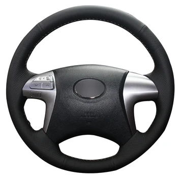 

Hand-stitched Black Artificial Leather Car Steering Wheel Cover for Toyota Fortuner Hilux 2012-2015