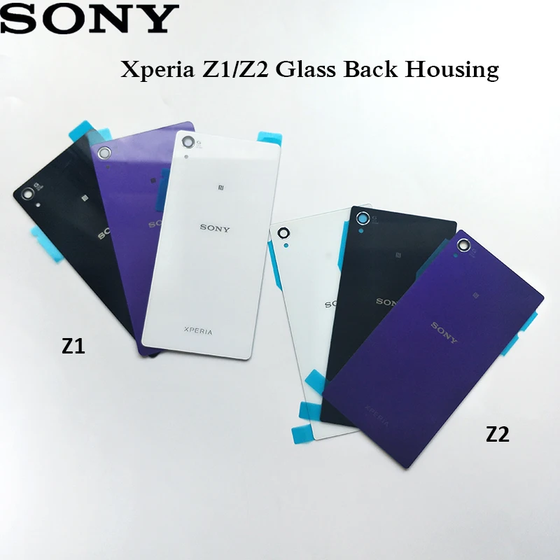

Original Sony Xperia Z1 Z2 Glass Back Housing Rear Door Cover For Z2 D6543 L50W D6503 Z1 L39H C6902 C6903 Repair Battery Cases