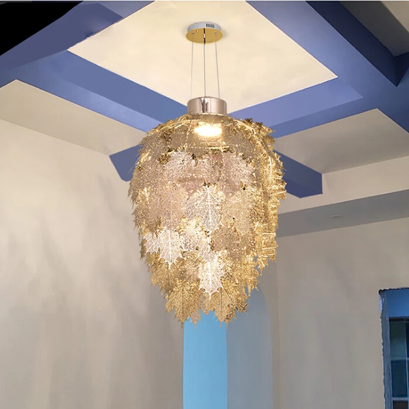 Led современный креативный кулон кленовый лист огни персонализированные скандинавские ресторанов бар освещение коридоров висячее украшение на входную дверь огни