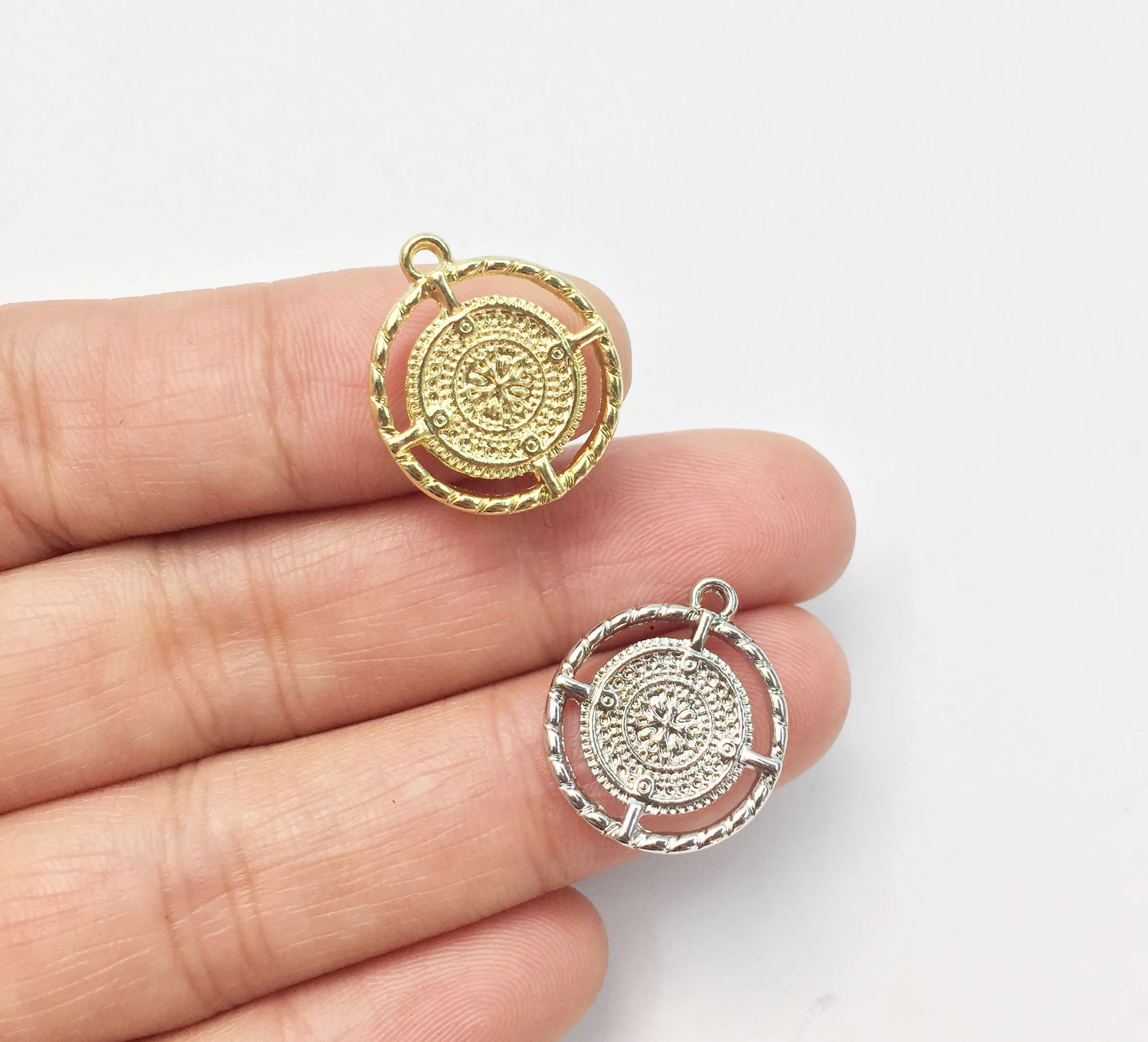 Eruifa, 20 шт, 16 мм, новинка, популярные кулоны для монет, ожерелье, серьги, ювелирные изделия, ручная работа, золотой свинец/никель