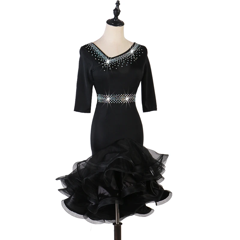 Lady Performance Dress Профессиональное платье для латинского танца Lombard Chapel Dance Dress Старшее роскошное платье с бриллиантами