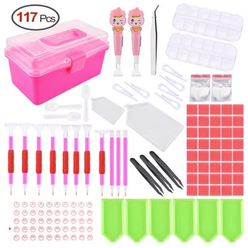 

117pcs Sets Gift Sets 5D Storage Box LED Pen Cross Stitch DIY Full Diamond Handcraft Embroidery Painting Diamond Painting Tool