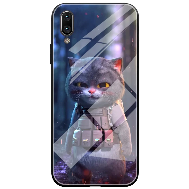 Cartoon Glass fighting Cat Case For Vivo X23 X27 Pro X21i X21 UD Space Cat Luxury TPU Back Case For Vivo NEX S / 3 5G