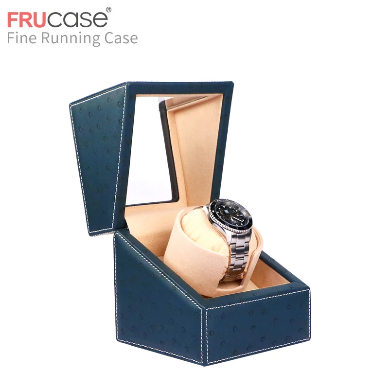 Blue 1 Синий кожи страуса PU Watch намотки для автоматического часы автоматический один часы коробка дисплей ювелирных часов коробка - Цвет: Blue 1