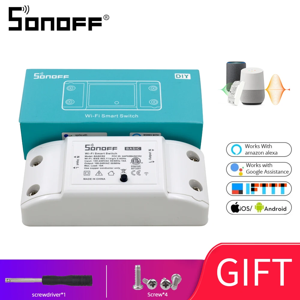 Базовый Wi Fi переключатель ITEAD Sonoff для фотомодуля 10 А 90 250 В IOS Android Alexa|Модули умного