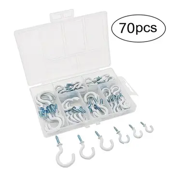 

70 Pcs Stainless Steel Question Mark Hooks Vinyl Coated Cup Hooks Round End