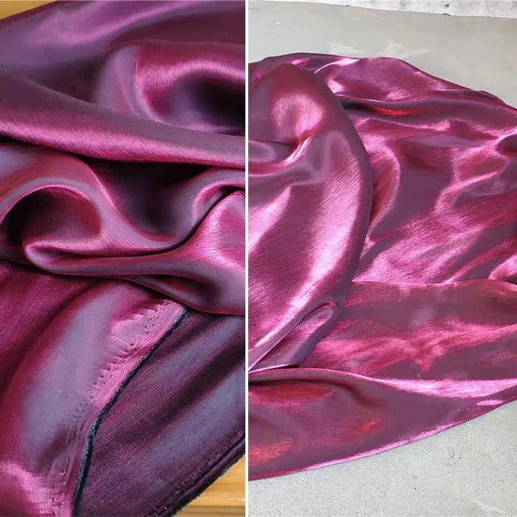 

Pearlescent Crystal Silk Satin Fabric soft breathable fashion clothes Bridal Evening Dress Shirt cheongsam DIY Designer Fabric