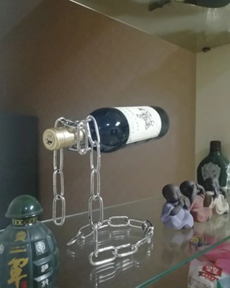 Металлическая цепочка, держатель для винных бутылок, креативная Волшебная плавающая веревочка, подставка для винных бутылок, пивной Стеклянный Стеллаж, полка для бара, аксессуары