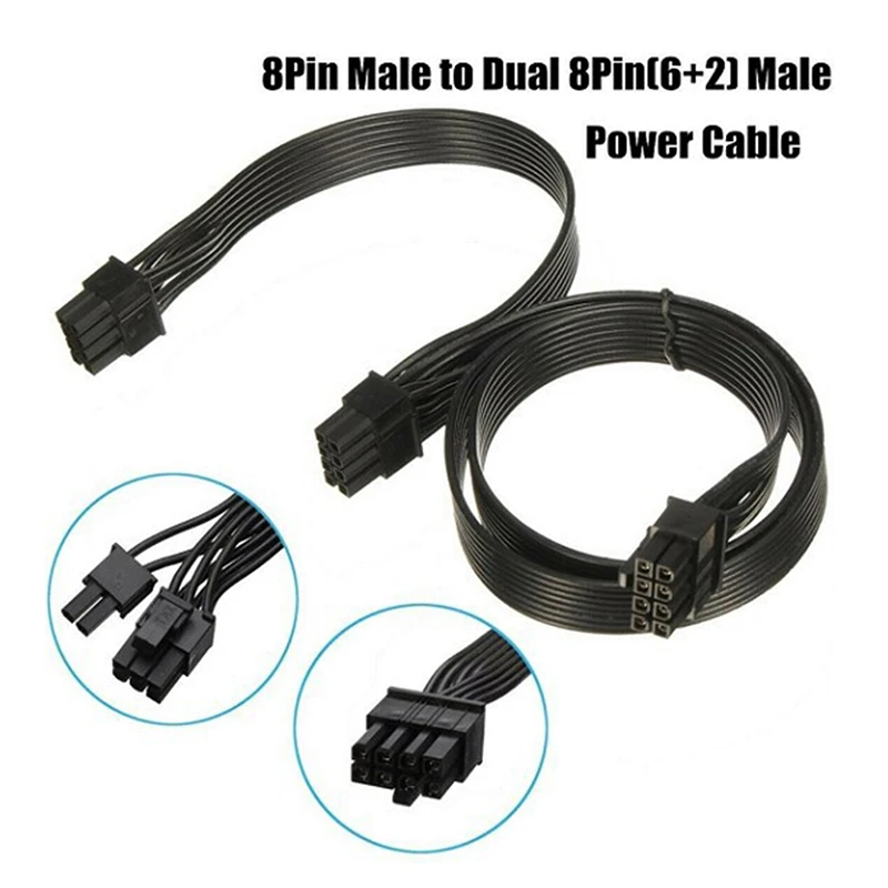 1 шт. 80 см PCI Express 8 Pin к двойному 6 + 2Pin Кабель питания PCIE 2 Spliter силового видеомодуля |