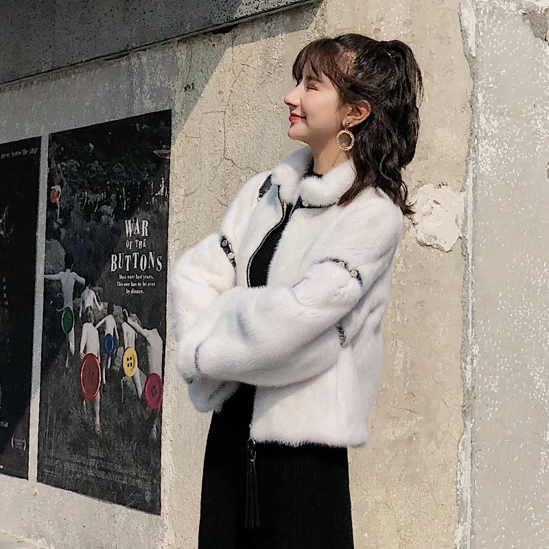 Winter Coat Women Real Fur Coat Women Clothes Short Mink Fur Coat Korean Rivet Parka Real Fur Abrigo Mujer 2018888 YY2228
