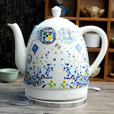 Керамический электрический фарфоровый чайник голубой и белый фарфоровый пенопластовый чайник ежедневный кунг-фу чайник керамический электрический чайник - Цвет: Темно-серый