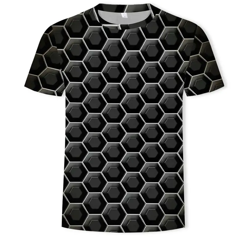 

Large Size Men T-Shirt 2019 Summer Geometric Circle 3D Printed Top Tees Fashion O--Neck Short Sleeve Casual Loose Men Shirts