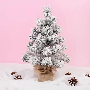

DIY Mini Artificial Christmas Tree Xmas Tree New Year Home Ornaments Desktop Decorations Flocking Snowflake Christmas Tree