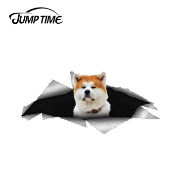 

Jump Time 13cm x 6cm Akita Inu Dog Pet Car Sticker 3D Car Decoration Torn Metal Decal Reflective Sticker Waterproof Car Styling