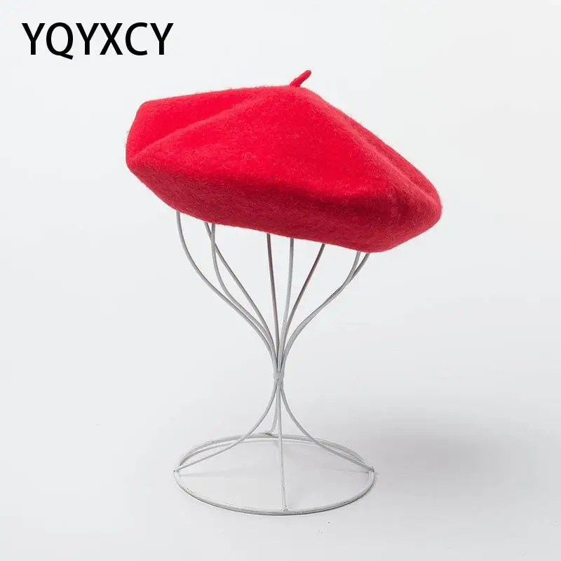 

YQYXCY Winter Hat Wool Beret Women CasuaL Warm Beret Hat Cap Autumn Party Club Female Beret Beanie Painter Cap Soft Solid Color