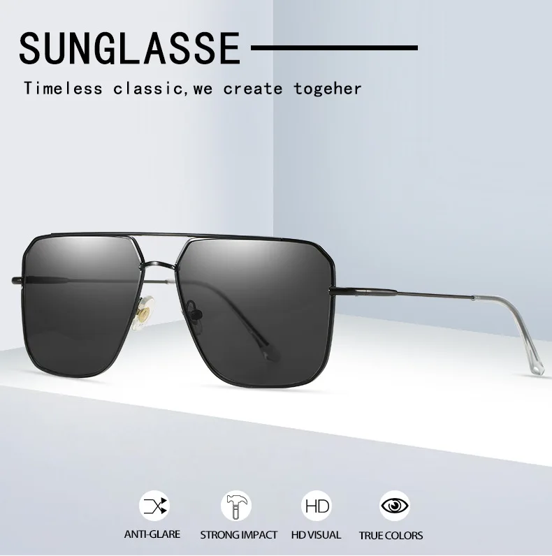 Vintage Oversized Sunglasses Men polygon Anti-Reflective Mirror Classic Square Metal Glasses Fashion New Women Sun Glasses Uv400 big frame sunglasses