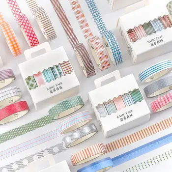 

5pcs/lot Salt Fresh Salt Forest Series Washi Tape Set Kawaii Basic Graphics Circle Line Dot Cute Masking Tape DIY Scrapbooking