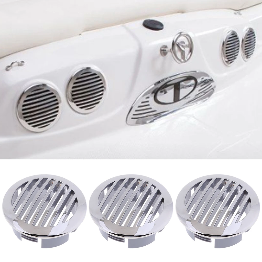 3Pcs Round Louvered Vent 3 inch 76mm- Marine Boat Air Vent, 316 Stainless Steel Caravan Vents(81933SS-HP