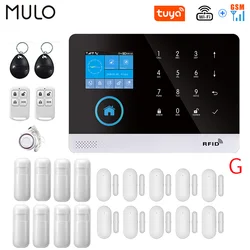 MULO Tuya Wifi Gsm Alarm Security System With Smoke Detector Alexa Compatible App Control Smart Home Burglar Kit