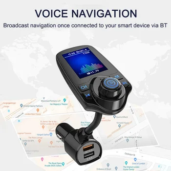 

Car FM Transmitter BT5.0 MP3 Player with Dual USB Charging Port Quick Charge 3.0 1.8 Inch TFT Color Display 5 EQ Modes