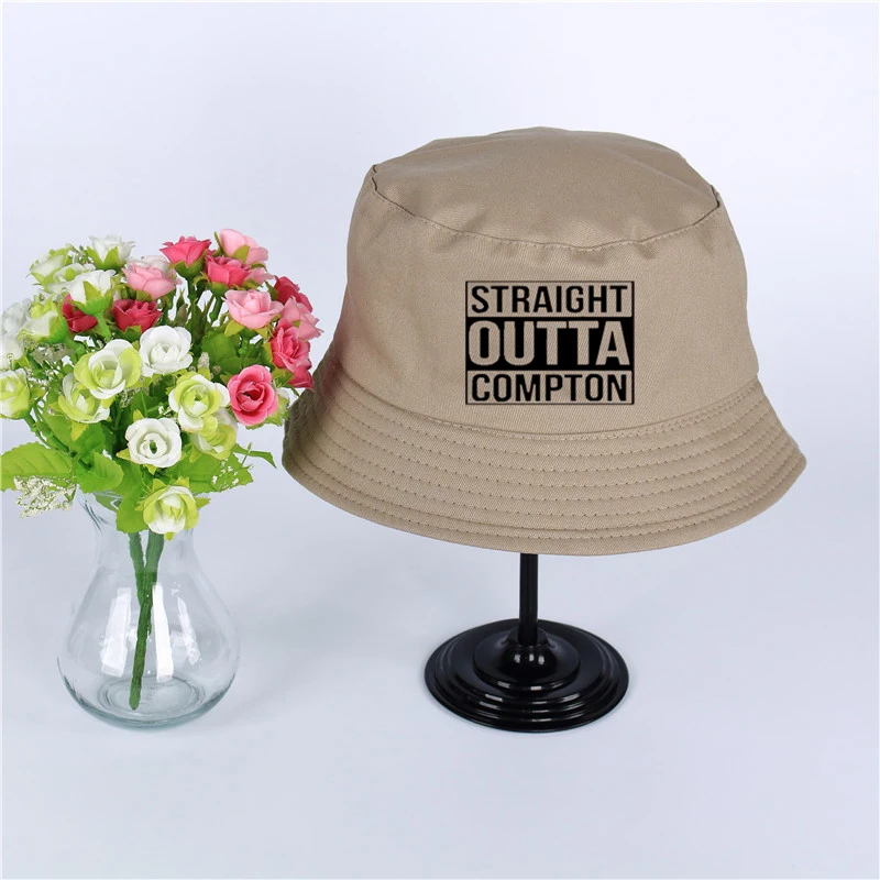 Straight Outta Compton Летняя шляпа для женщин и мужчин Панама, шляпа-Панама Straight Outta Compton дизайн плоский солнцезащитный козырек рыбалка, рыбак шляпа - Цвет: Бежевый