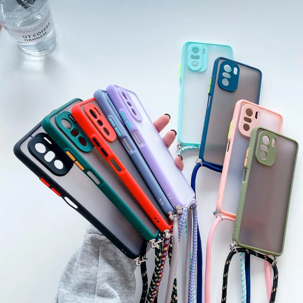 Hang Neck Strap Crossbody Lanyard Case For Xiaomi Redmi Note 10 8 9 Pro 7 10S 9T 9C Mi 11 11T Lite 10T POCO X3 NFC M3 F3 Cover