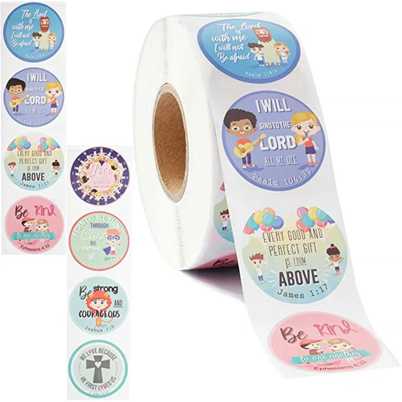 

500pcs 8 styles pattern Religious Stickers labels Christian Bible Verse Sticker Scrapbooking for Kids school stationery sticker
