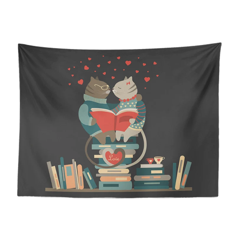 Мультфильм Теплый животное любовь гобелен кошка книга полярный медведь Птица Луна эльф настенный человек женщина рыба Жираф семья