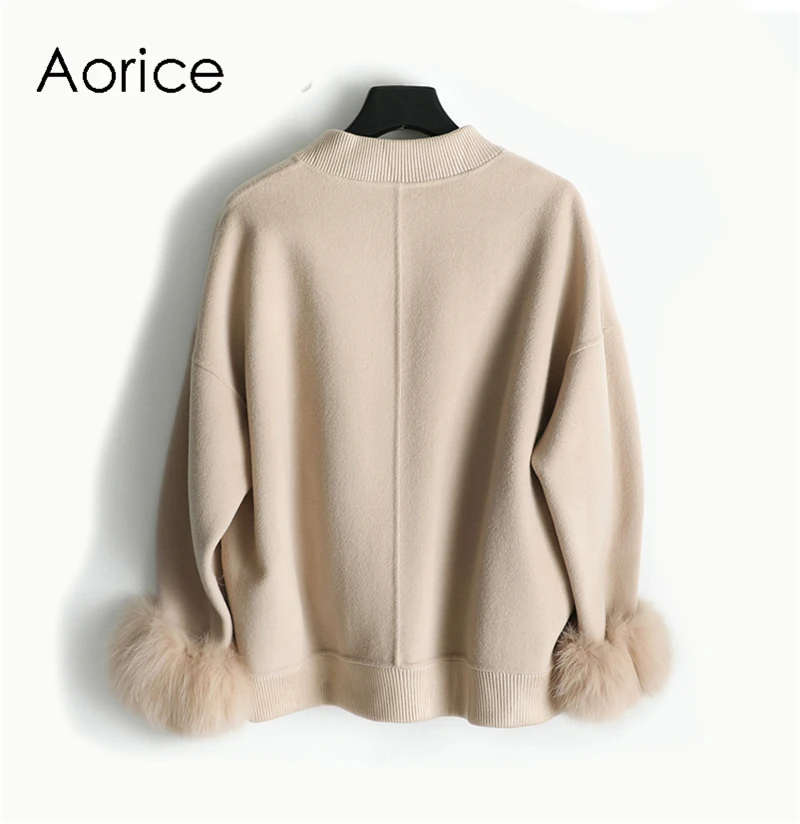 Aorice ZY383 Женская шерстяная тканевая куртка женская опушка из лисьего меха и манжеты для отдыха осень/зима шерстяная верхняя одежда