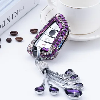 

Diamond Key Case Crystal Car Smart Remote Key Cover For BMW X1 X3 X5 X6 Series 1 2 5 7 F15 F16 E53 E70 E39 F10 F30 G30 keychain