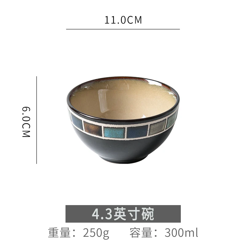 4.3 inch bowl Японский стиль чаша и комбинация пластин наборы керамической посуды лапша суп миска Западная еда стейк блюдо тарелки - Цвет: 4.3 inch bowl