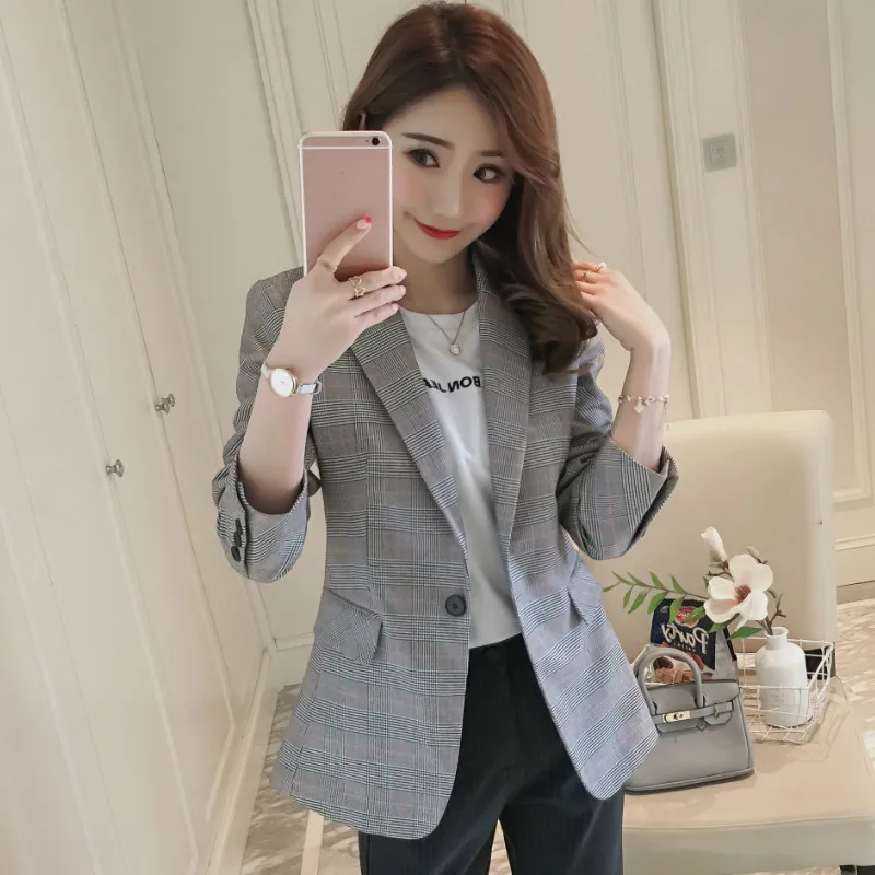 

Temperament casual high quality women's suit blazer Trendy one-button slim fit full-sleeve ladies jacket Office suit female 2019