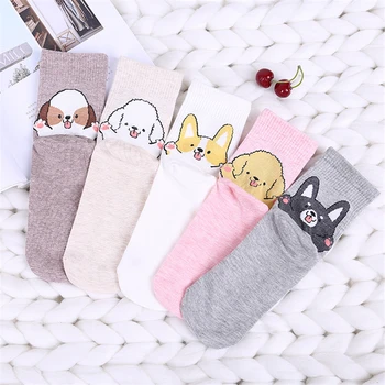 

Fashion Cartoon Cute Women Short Socks Dog Pattern Korean Cotton Hipster Harajuku Funny Socks Female XW11