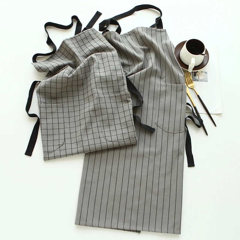 Simple Nordic striped cotton kitchen large size apron anti-pollution housework cleaning gowns waist men and women