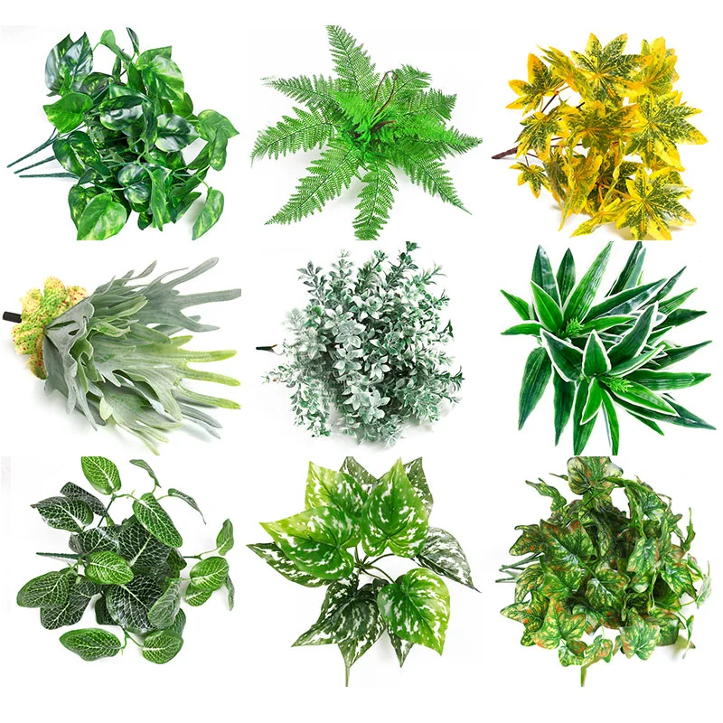 

Simulation flower green Plants leaves Indoor Outdoor Home Office Garden Decor Artificial Fake Flower Leaf Foliage props