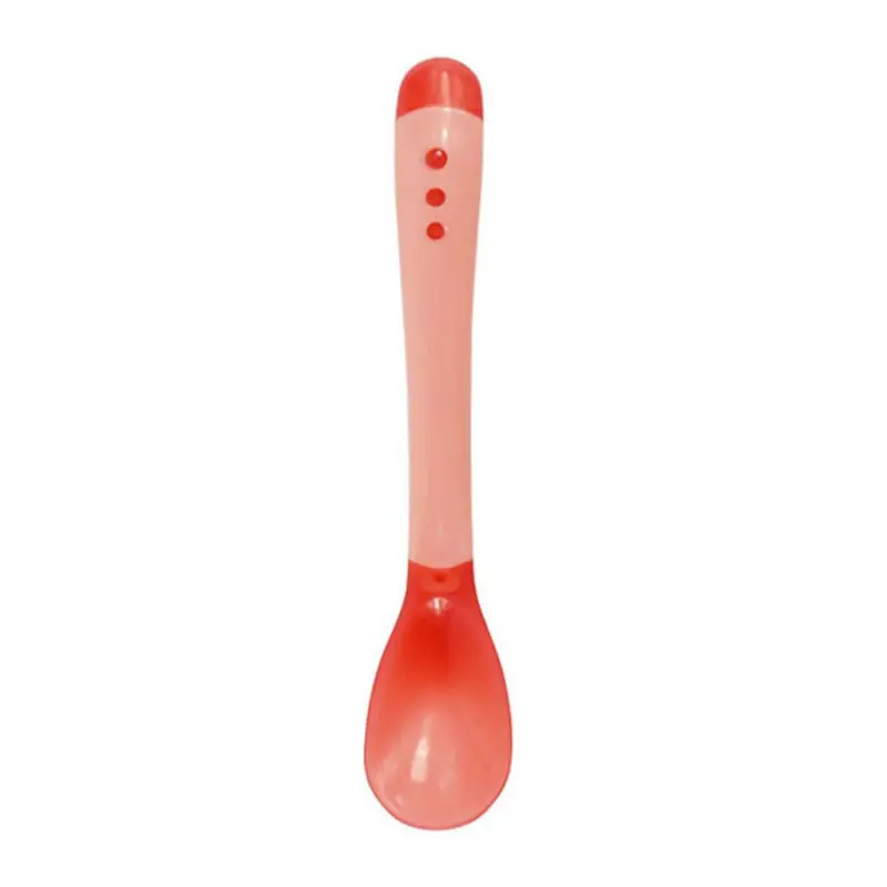Red spoon Детская Ложка Вилка безопасности силикона температуры зондирования кормления столовая посуда ложка Вилка Кормушка Посуда для кормления - Цвет: Red spoon