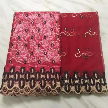 

wine African cotton embroidered Austria Bazin riche getzner African Lace Fabric French Fabric For Wedding 5+2yards FF16107